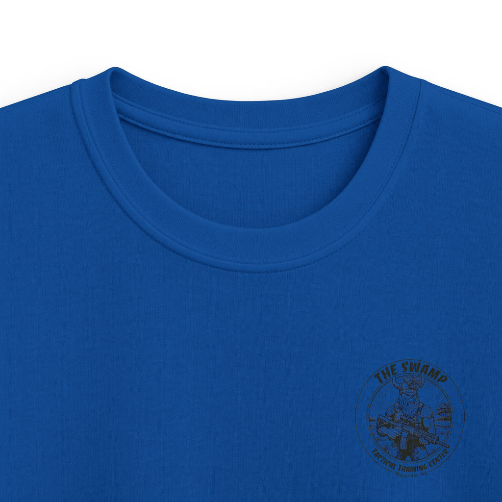 Kids Tee — 'The Swamp' Tactical Training Center Graphic (Front Chest Logo & Back Illustration)