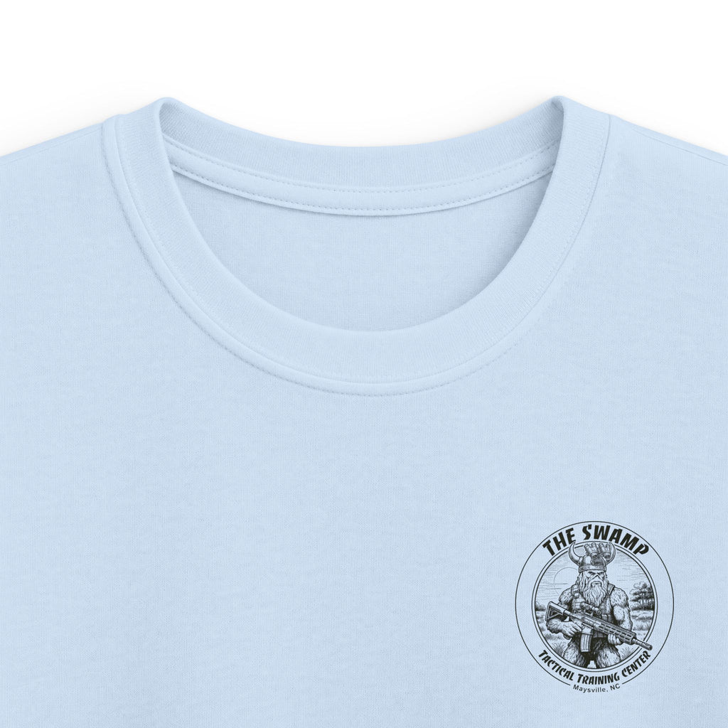 Kids Tee — 'The Swamp' Tactical Training Center Graphic (Front Chest Logo & Back Illustration)