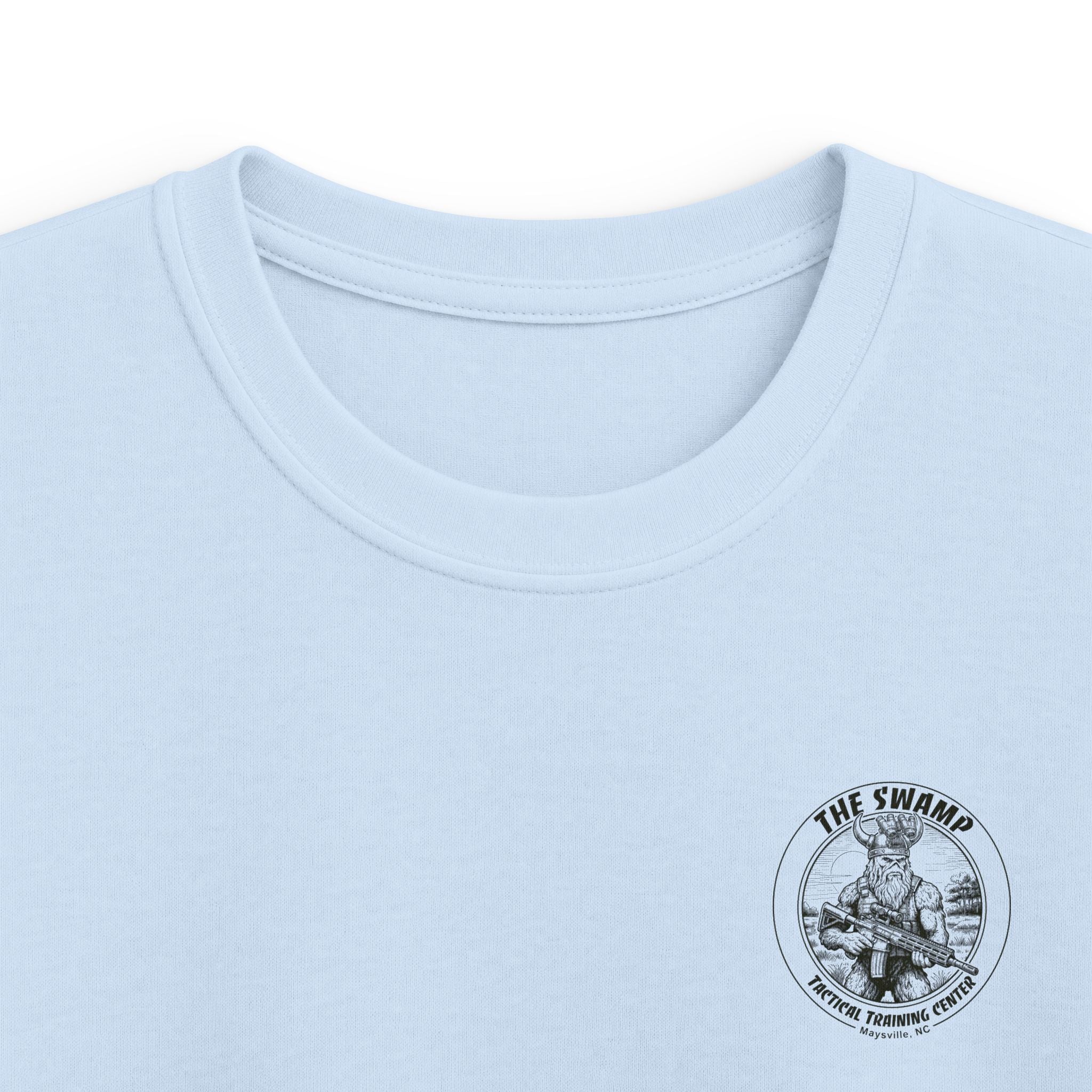 Kids Tee — 'The Swamp' Tactical Training Center Graphic (Front Chest Logo & Back Illustration)
